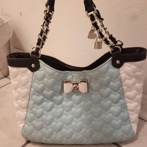 Betsey Johnson Metal Chain, Leather Heart Purse